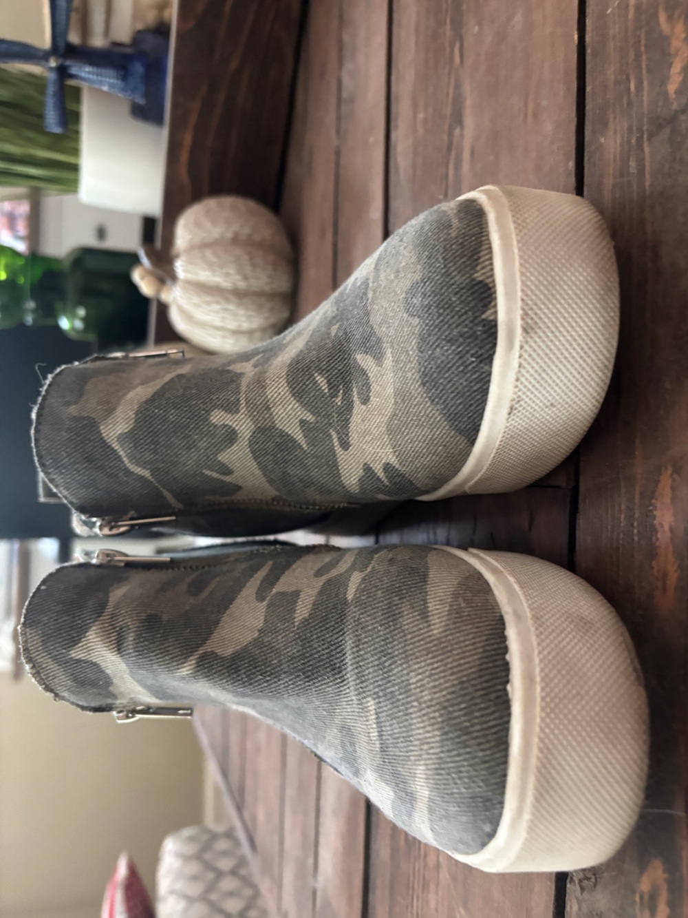 Women's Camouflage High-Top Small Wedged  zipper Sneakers